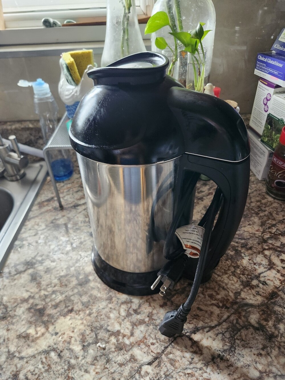 Stainless Steel Electric Almond Cow Nut Milk Maker with Black Handle